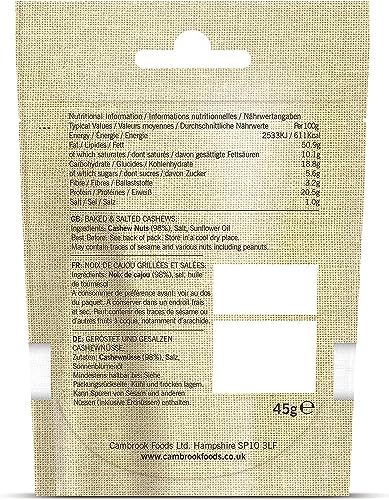 Cambrook Baked & Salt游戏副本 Cashews, 45g Recyclable Pack