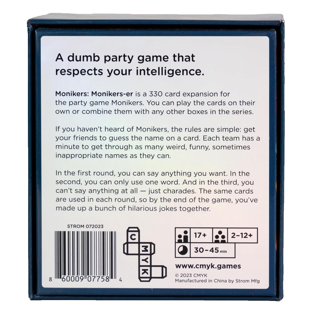 CMYK Monikers: Monikers-er Party Game | 330 Cards | Ages 17+ | 2-20+ Players