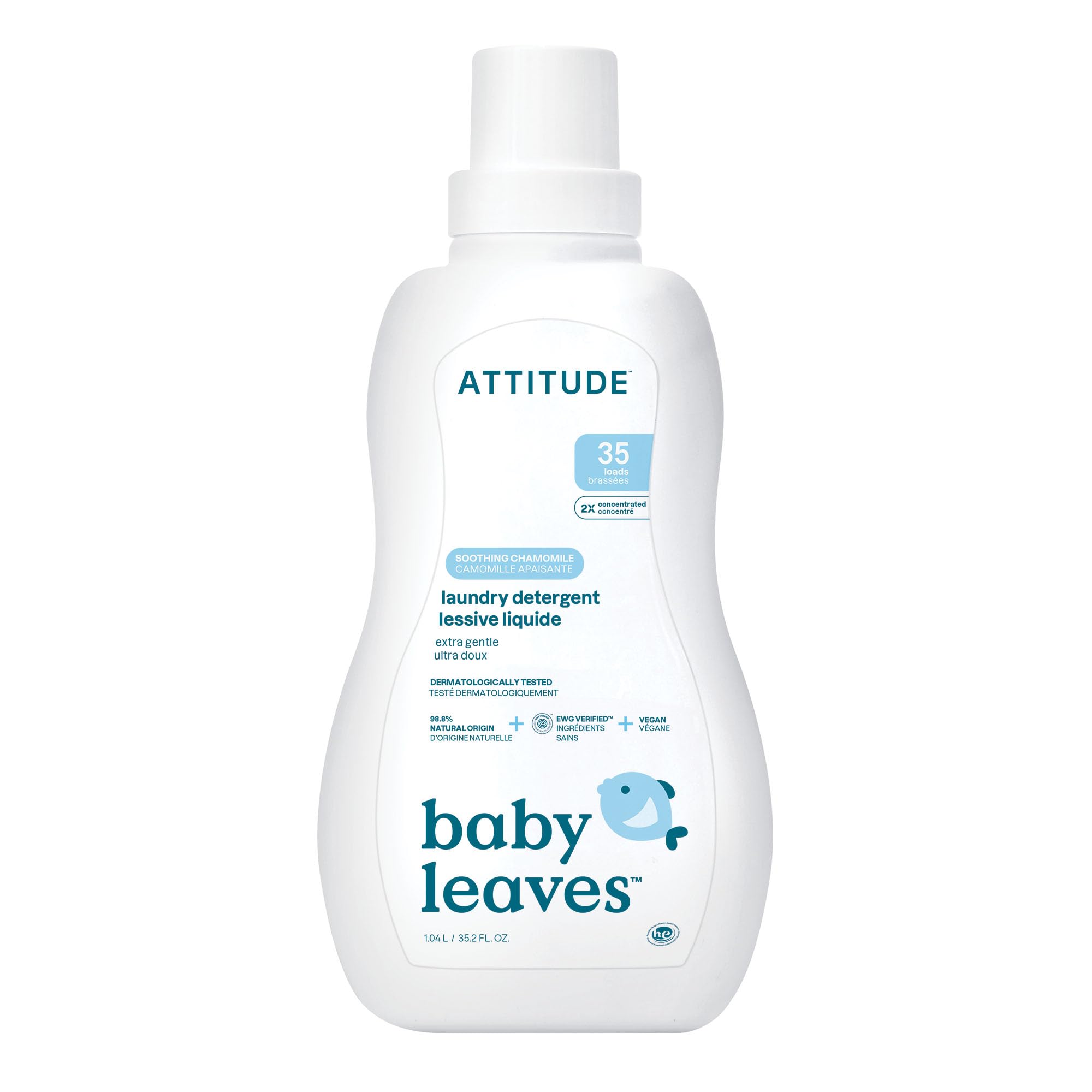 ATTITUDE Baby Laundry Detergent Liquid, EWG Verified, Chamomile Scent, 1.04 L