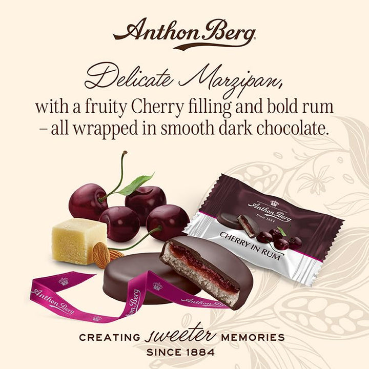Anthon Berg Dark Chocolate Covered Marzipan Treats - Cherry in Rum 220g