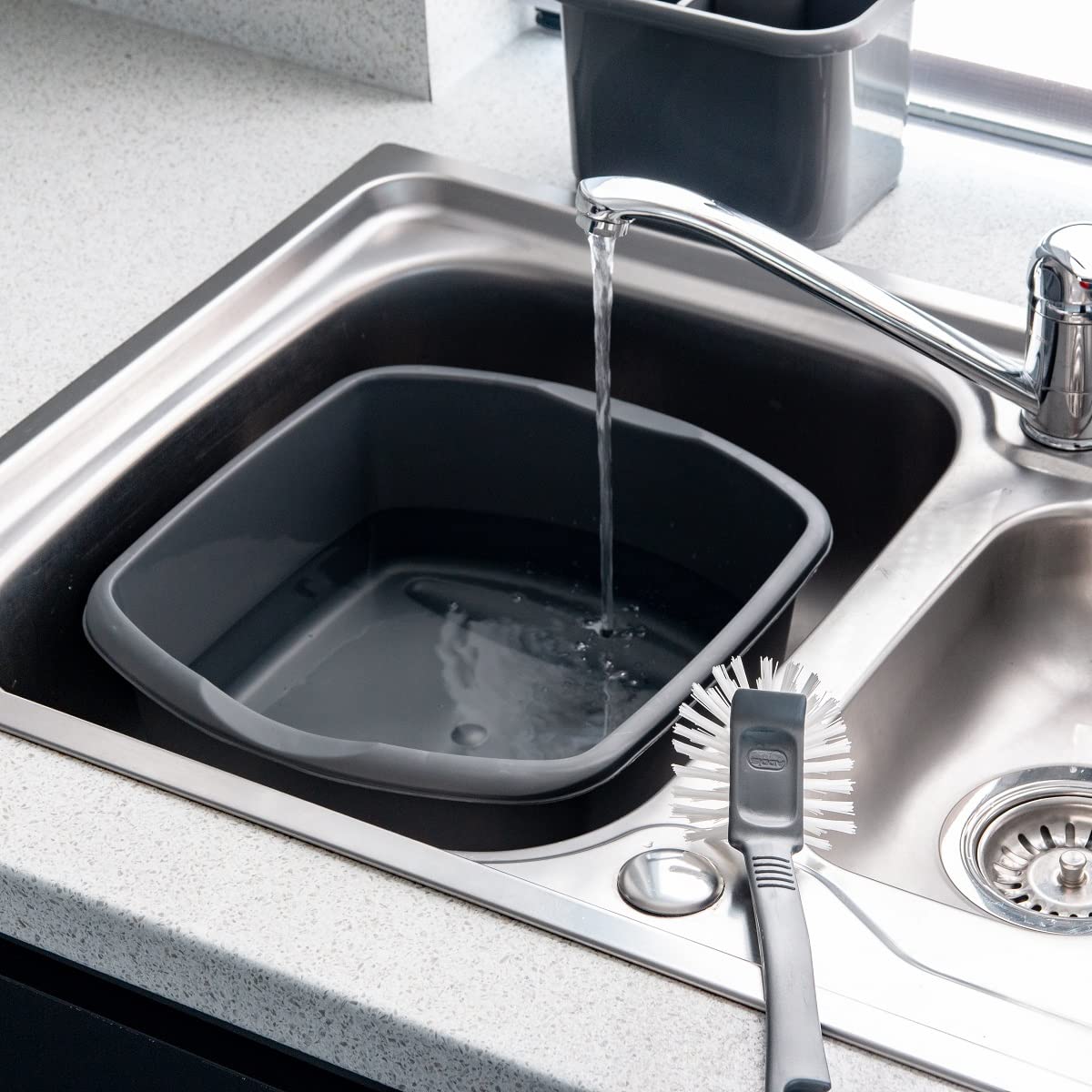 Addis - 8 Litre Small Rectangular Plastic Washing Up Bowl, Black 9