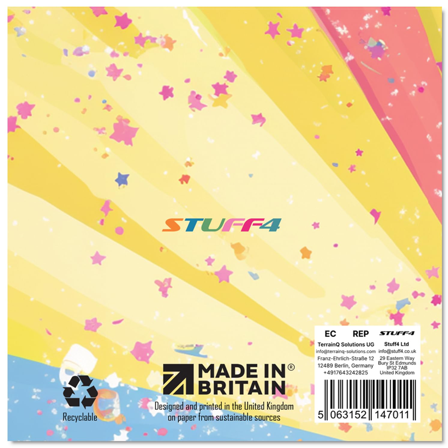 Stuff4 Girls 7th Birthday Card - Cool Unicorn Sunglasses Design | 145mm Square | 300gsm Gloss Board