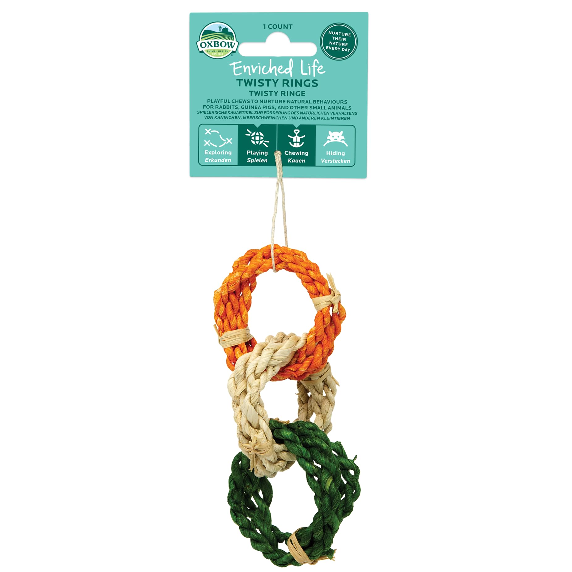 Oxbow Enriched Life Twisty Rings Sisal Chew Toy for Small Animals | Unscented, Lightweight