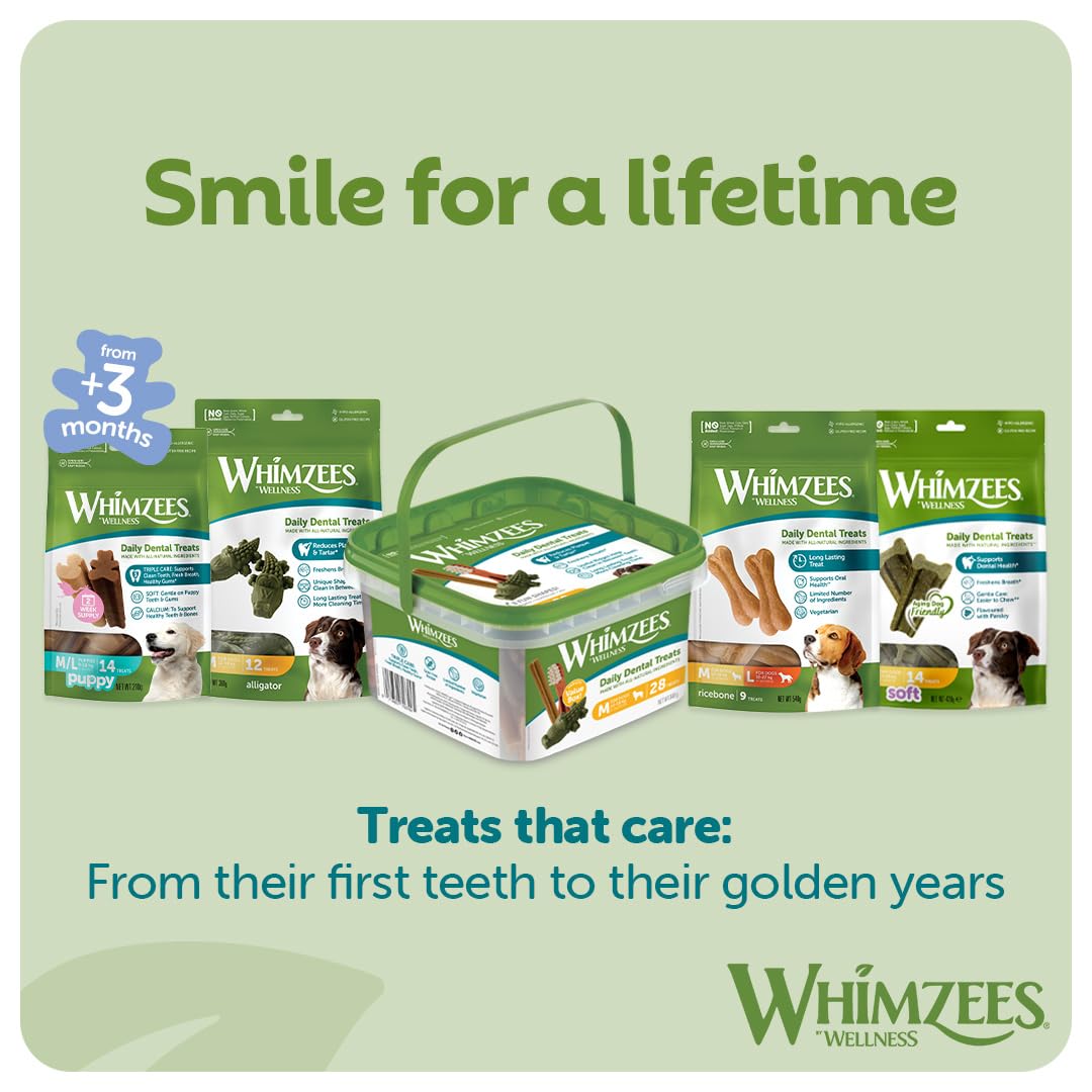 WHIMZEES By Wellness Alligator Dental Sticks - Natural, Grain-Free Chews for Medium Dogs (12 Count) 6