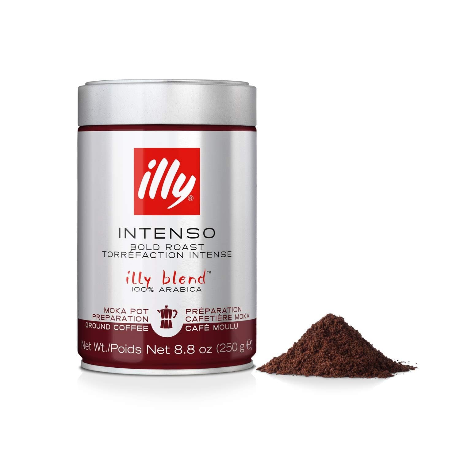illy Intenso Dark Roast Ground Coffee - 100% Arabica for Moka Pot - 250g