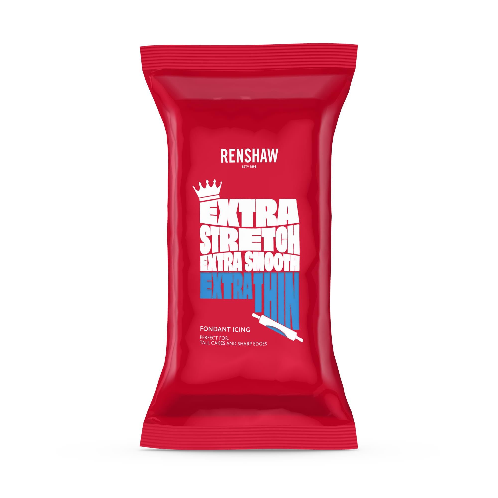 Renshaw Blue Extra Stretch Fondant Icing - 1 kg Ready to Roll for Tall & Sharp Cakes