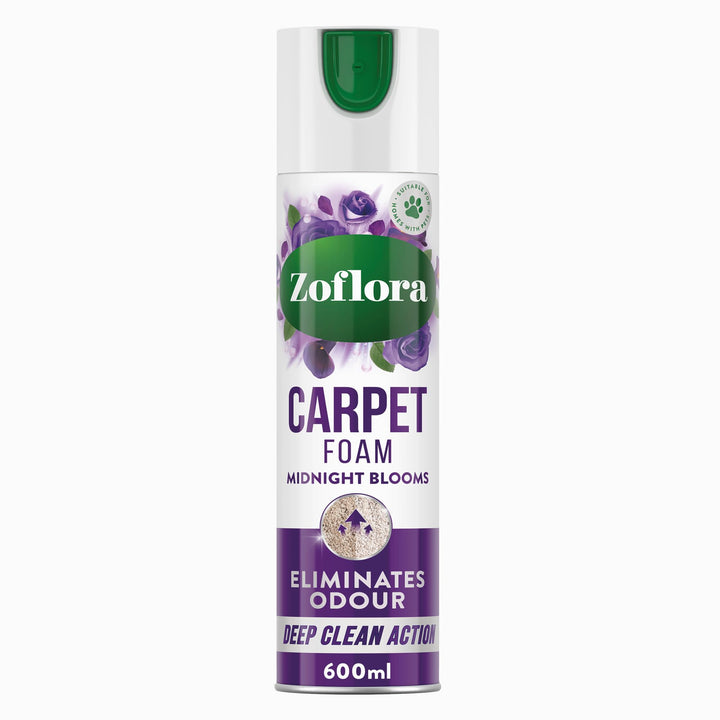 Zoflora Midnight Blooms Carpet Fresh & Care Foam, 600ml – Deep Clean Stain Remover & Odour Neutraliser for Carpets and Upholstery
