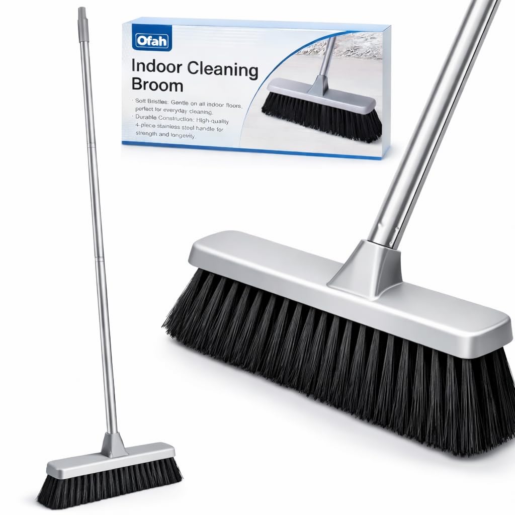Ofah Hand Broom - Soft Bristles for Dust-Free Indoor Cleaning | Grey Plastic 1