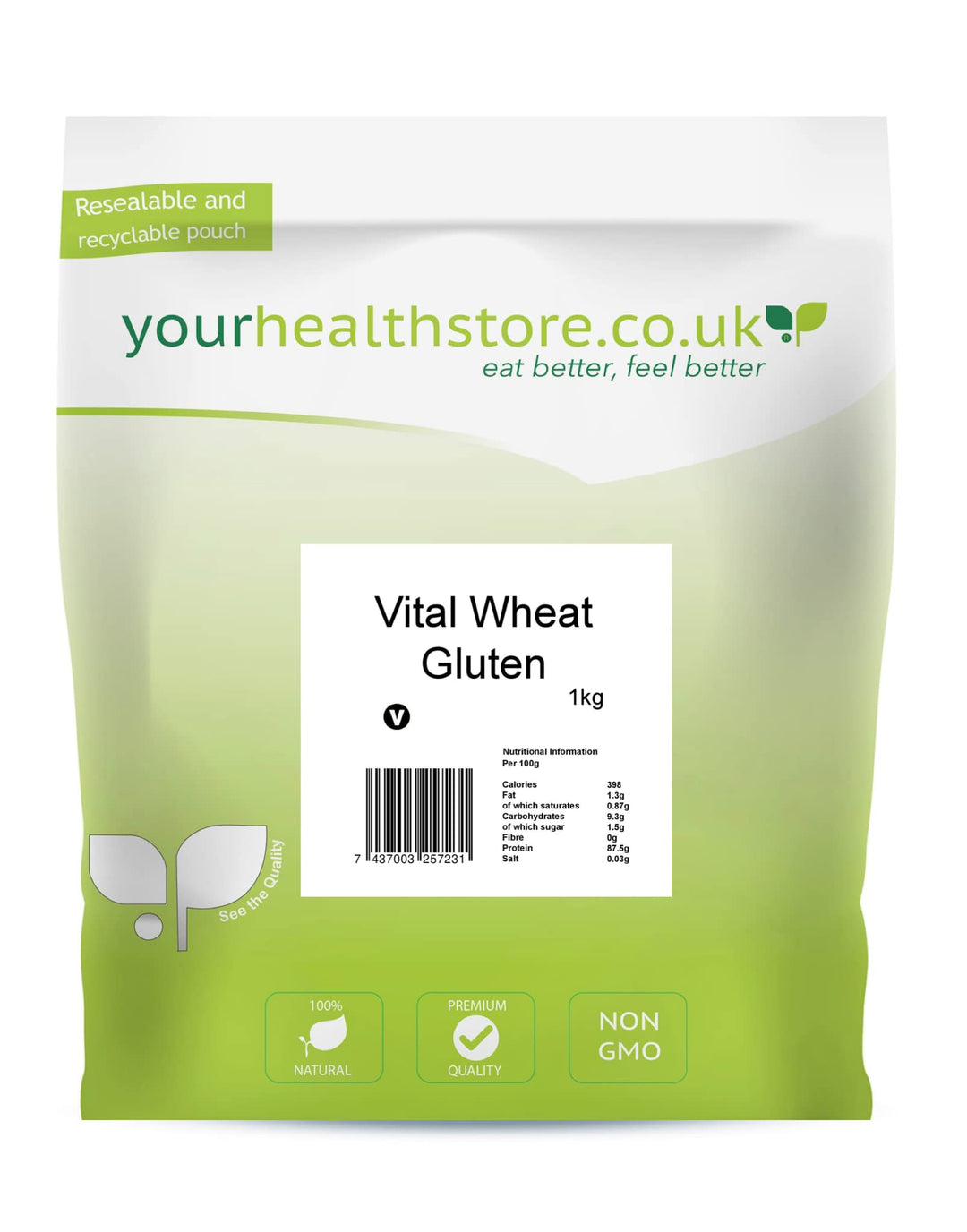 yourhealthstore® Premium Vital Wheat Gluten Flour 1kg, 87.5% Protein, Keto & Seitan Baking