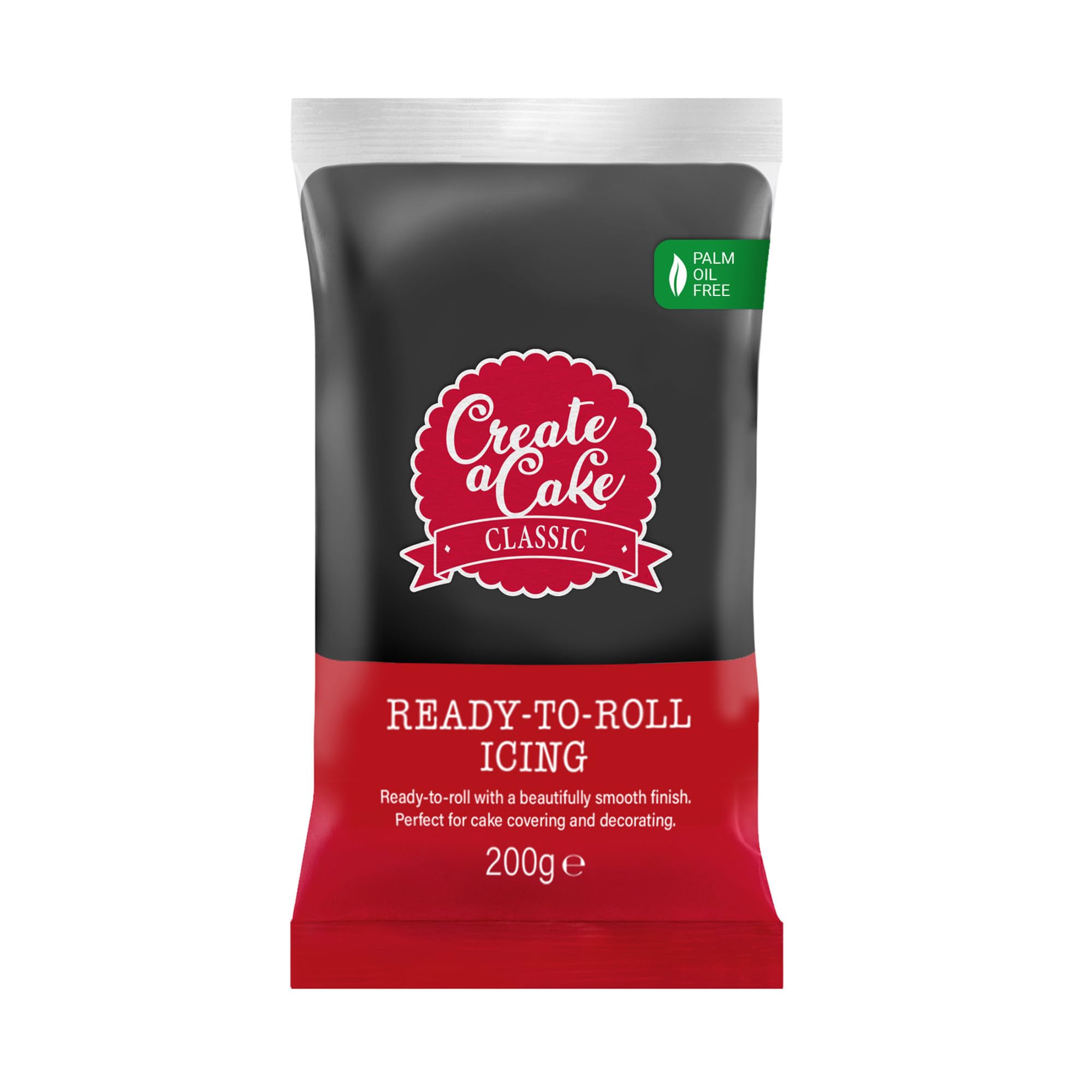 Create A Cake Ready To Roll Icing - Black Fondant Sugar Paste | Palm Free | 200g 1