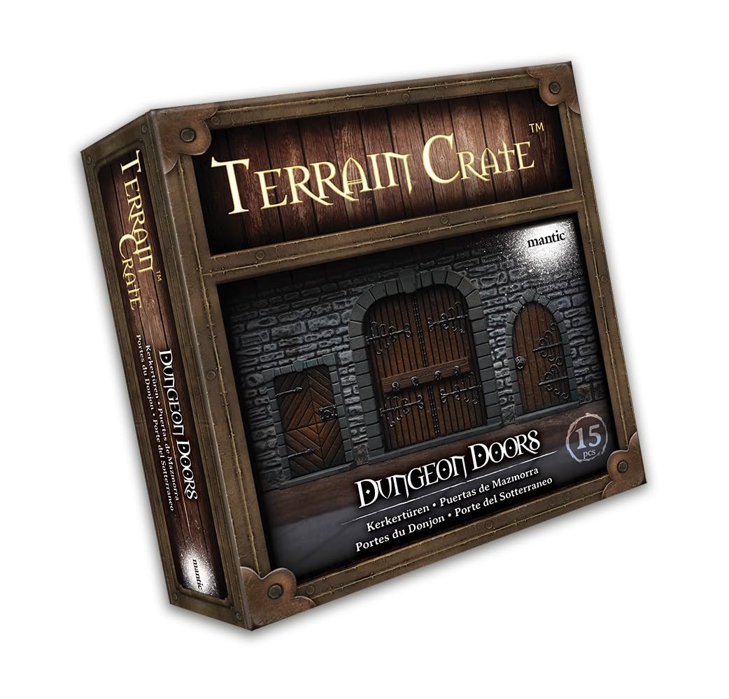 Mantic Games TerrainCrate Dungeon Doors – 28mm Pre-Coloured Plastic Fantasy Tabletop Accessory Set 4