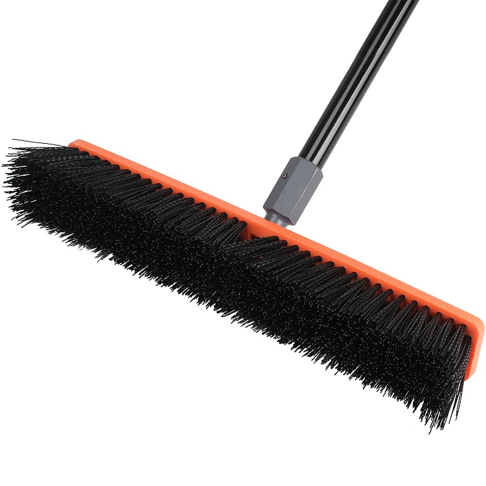 TreeLen 18 inch Push Broom Outdoor - Heavy Duty Broom for Driveways, Sidewalks, Garage, and Pool
