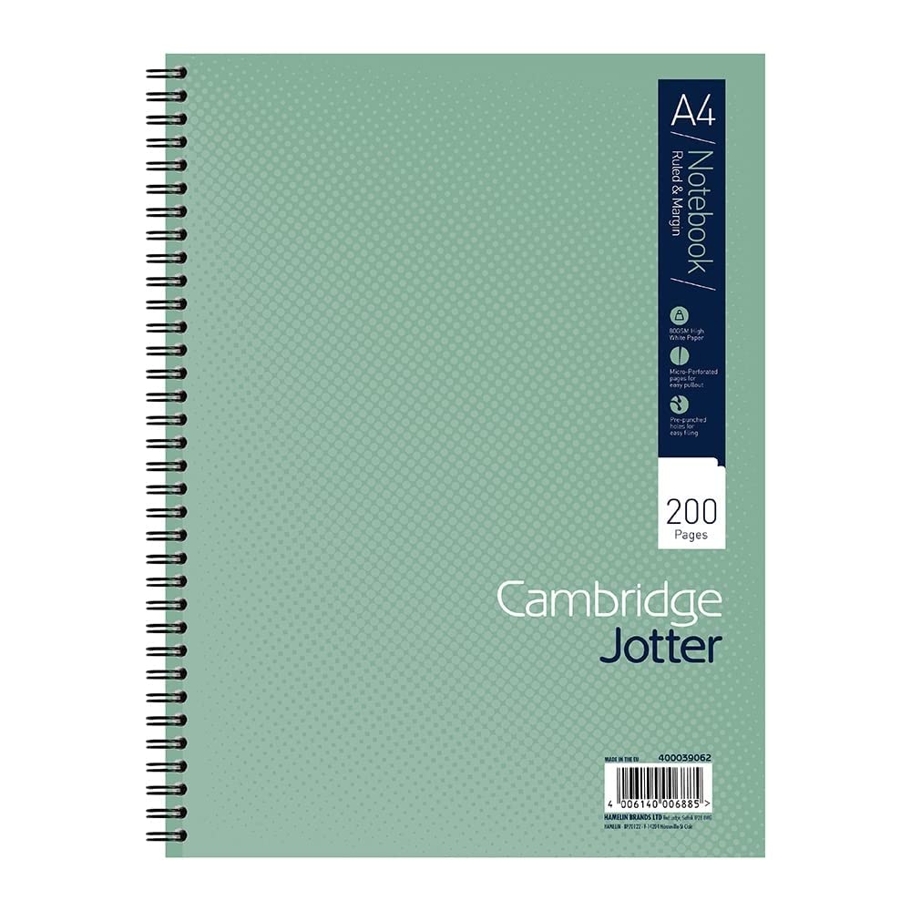 SUMMIT Cambridge Jotter A4 Wirebound Notebook - 200 Pages, 8mm Lined with Margin, 4-Hole Punched 1