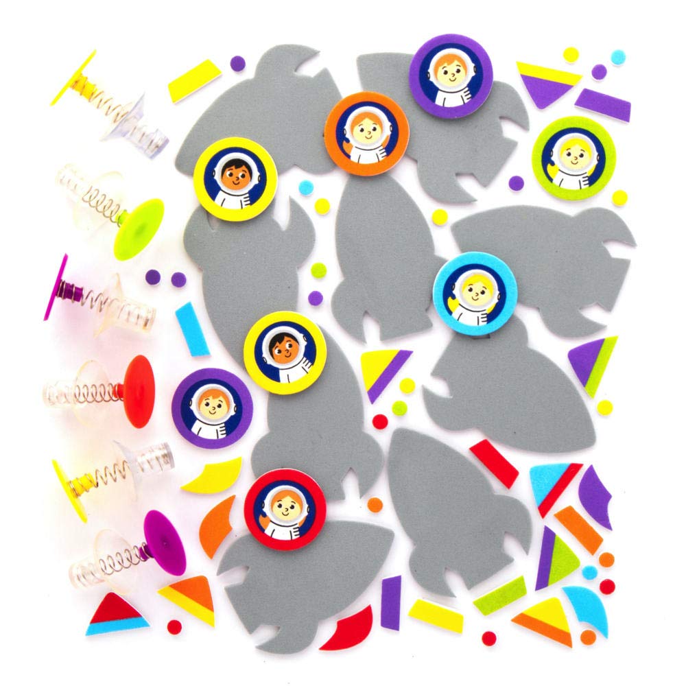 Baker Ross Space Rocket Jumping Toys - Pack of 8 Foam Popping Rocket Kits 4