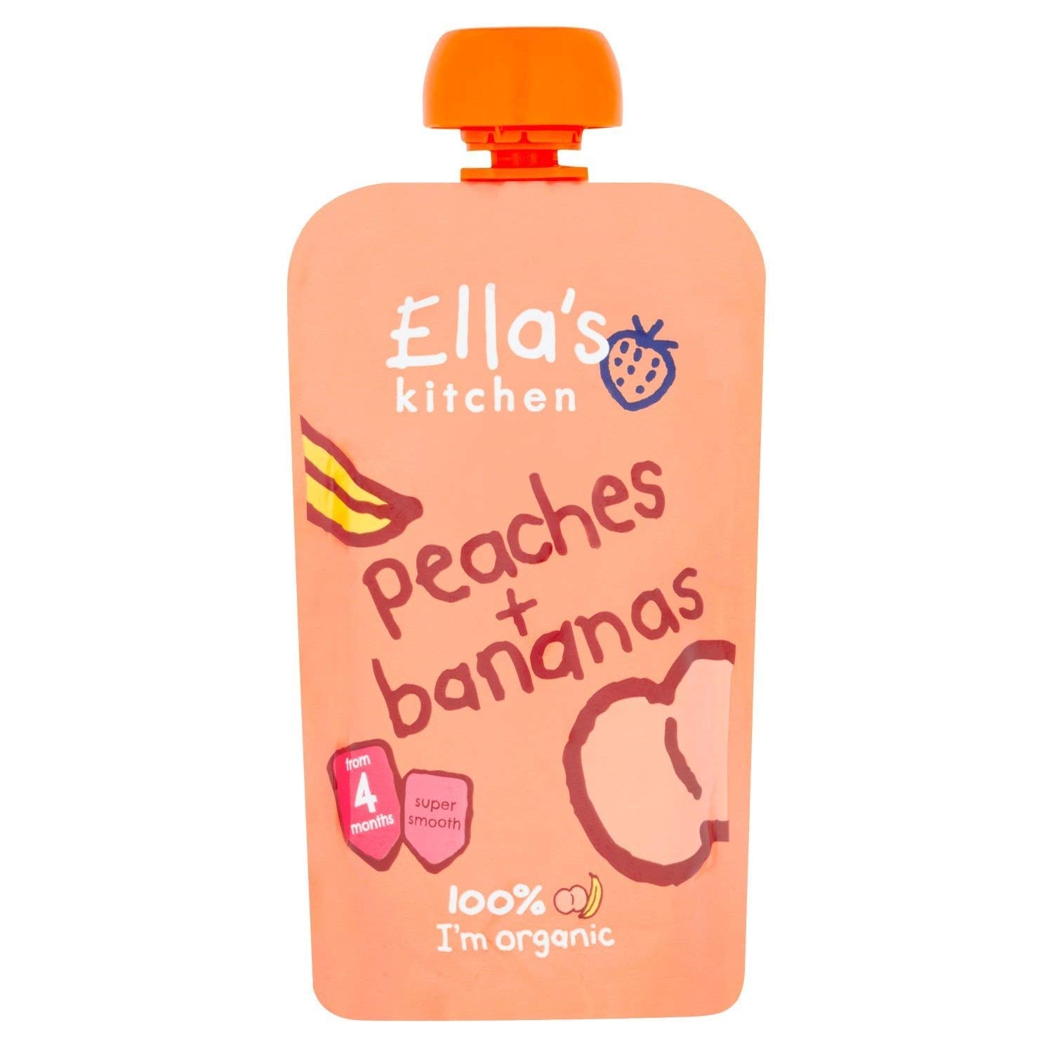 Ella's Kitchen Organic Peaches and Bananas Stage 1 Baby Food | 120 g Pouch (Pack of 7) 1