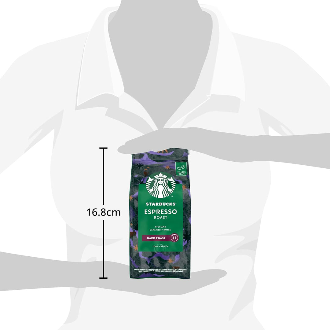 STARBUCKS - Espresso Roast Dark Roast Whole Bean Coffee 200g (Pack of 6)