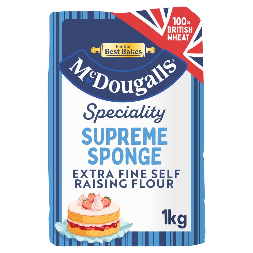 McDougalls Supreme Sponge Self-Raising Flour - Pre-Mixed Raising Agents | 1 kg Bag