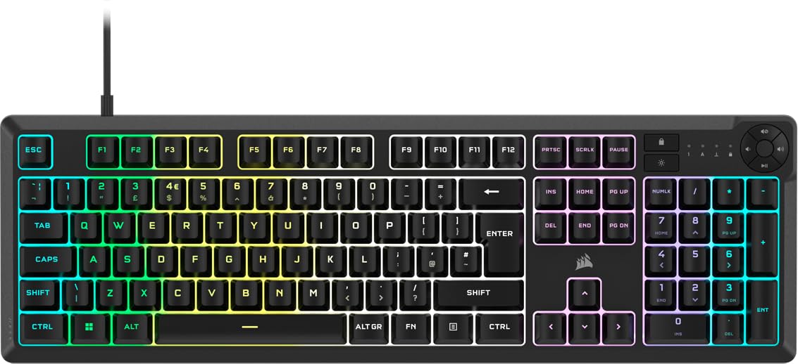 Corsair K55 CORE RGB Membrane Wired Gaming Keyboard – Quiet, Responsive Swi 1
