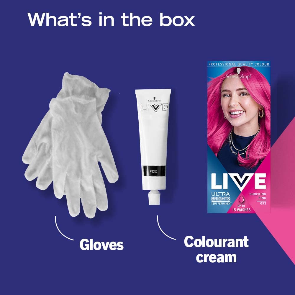 Schwarzkopf LIVE Ultra Brights or Pastels Shocking Pink Semi-Permanent Hair Dye (50ml) 4