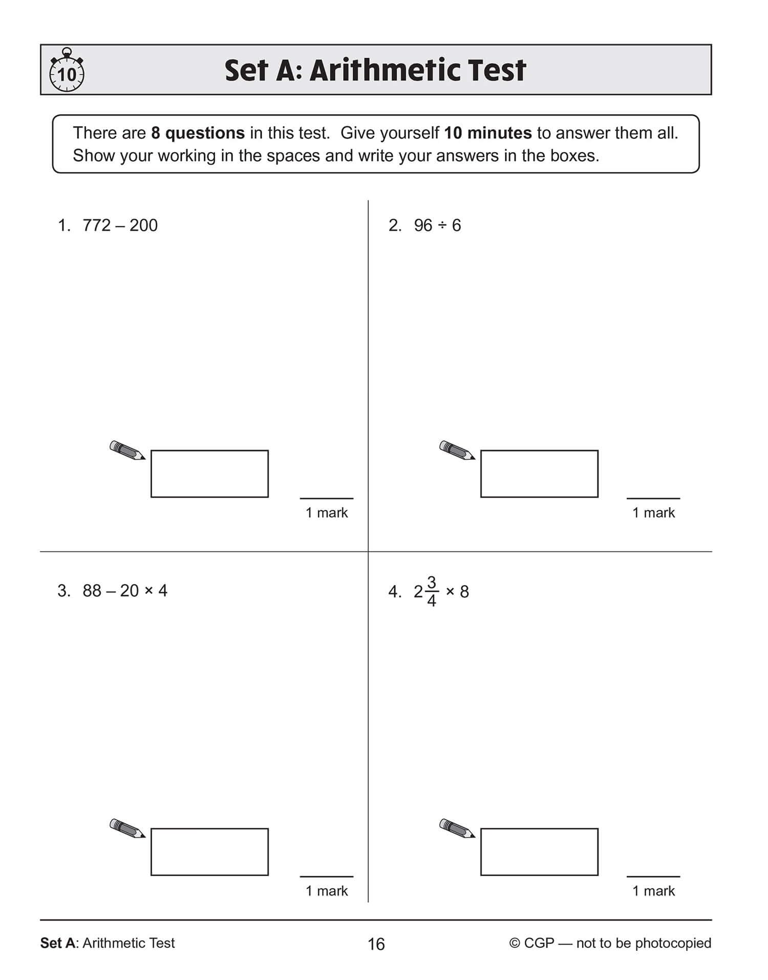 CGP Maths SAT Buster 10-Minute Tests Book 1 - Ages 10-11 | 72 Pages | Paperback 8