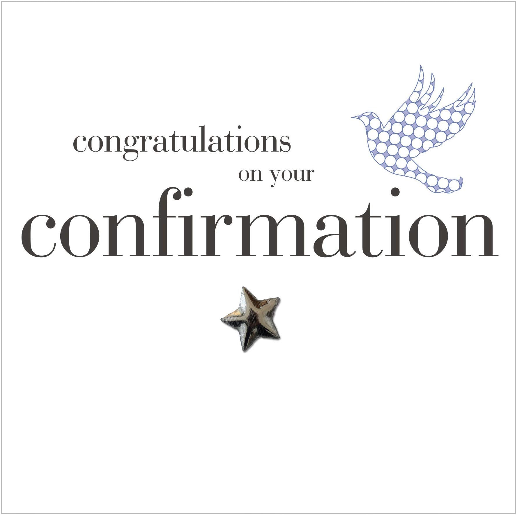 Claire Giles Greeting Cards Toast Confirmation Boy Card - Padded Silver Star | 150x150mm | Blank Inside 2