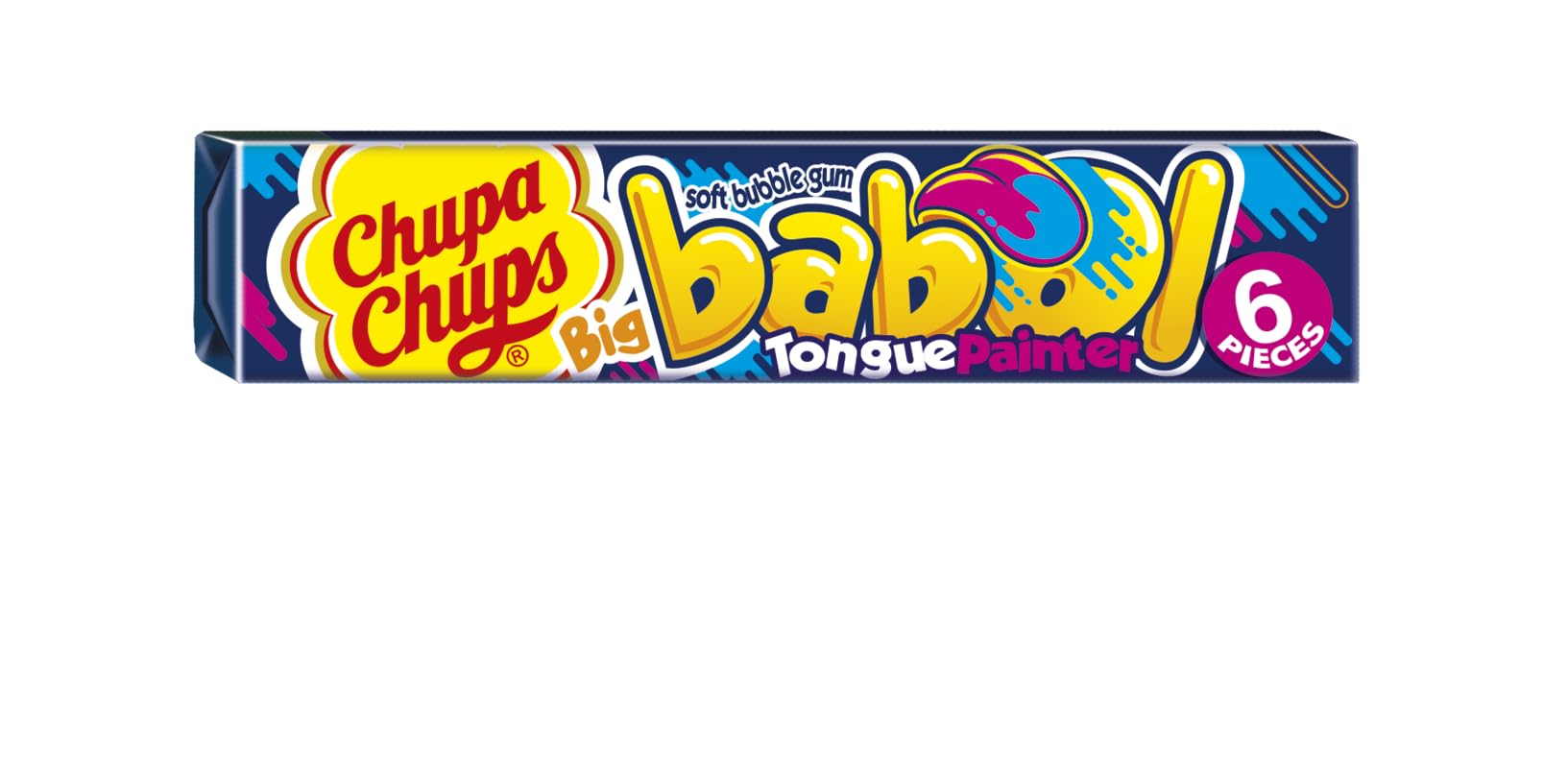 Chupa Chups Big Babol Tongue Painter Bubble Gum - Blue Raspberry Flavor | 6 Pieces per Pack, 20 Packs Total 3