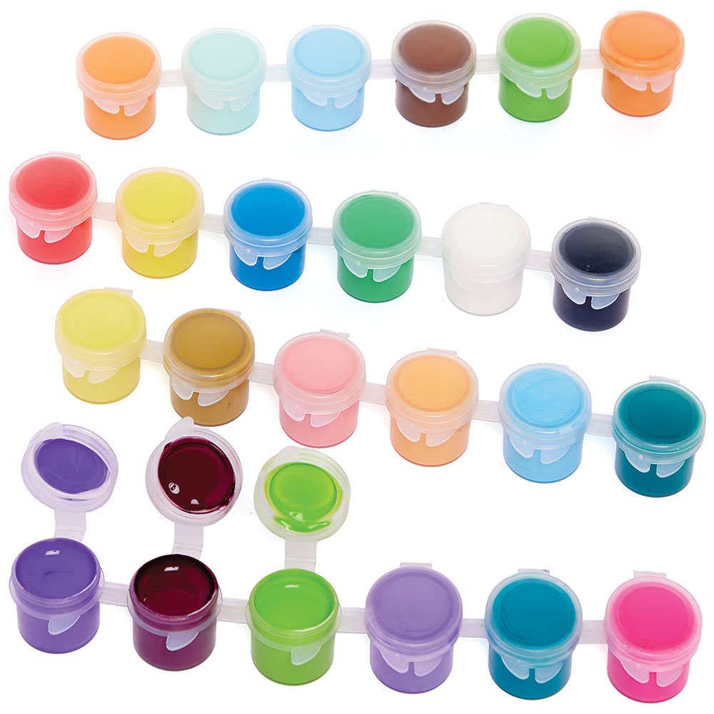 Baker Ross Acrylic Paint Pot Set - 24 Assorted Colors | 4.2ml Pots | Fast-Drying 1