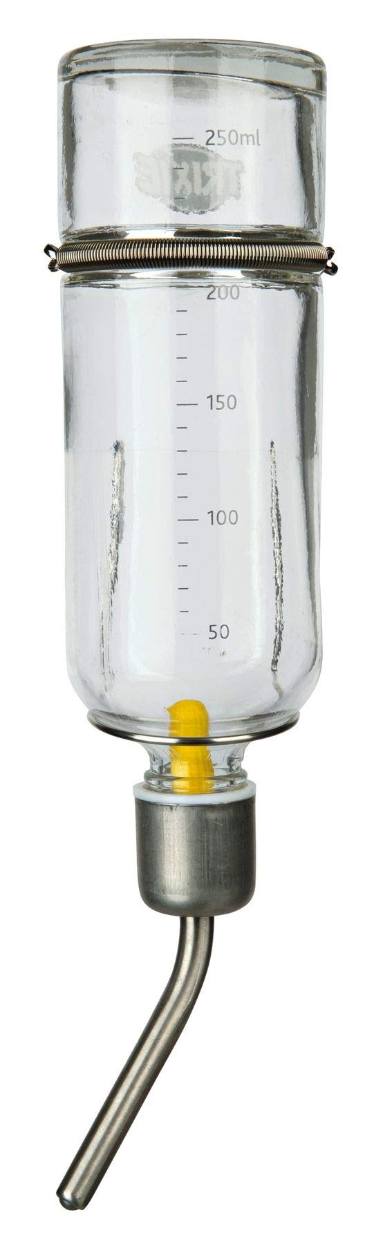 TRIXIE Small Animal Glass Water Bottle - 250 ml Capacity | Bite-Proof | Secure Attachment