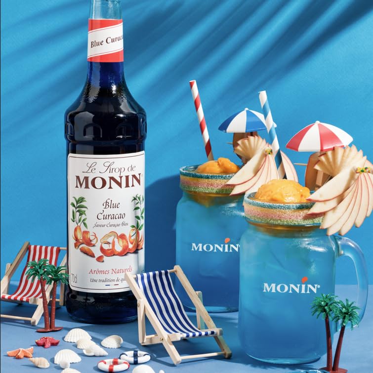Monin Blue Curacao Syrup - 700ml Bottle | Vegan-Friendly, Allergen-Free, Natural Orange Flavour