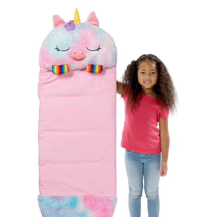 Happy Nappers Kids Sleeping Bag Rainbow Unicorn Medium - Plush Toy, Comfy S