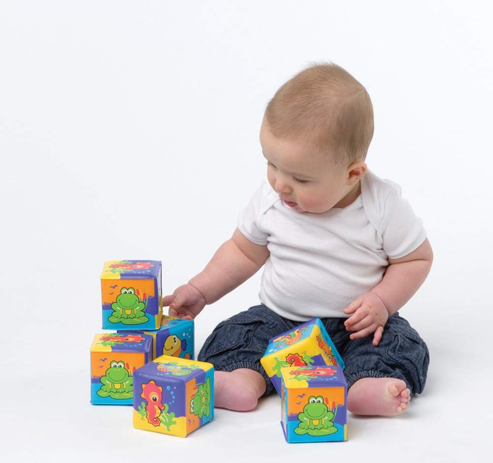 Playgro Bathtime Soft Blocks - 6-Piece Stacking Set with Animal Figures for 6 Months+ 5