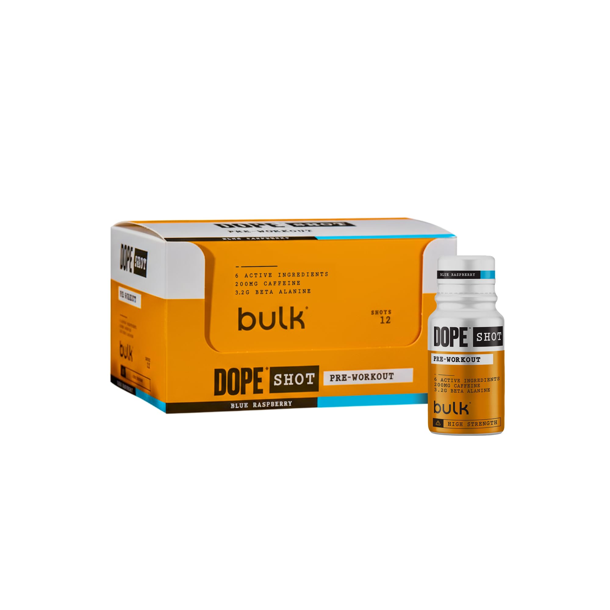 BULK POWDERS Dope Pre-Workout Shots - Berry Flavour | 200mg Caffeine | 3.2g Beta Alanine | 12 x 60ml Shots 1