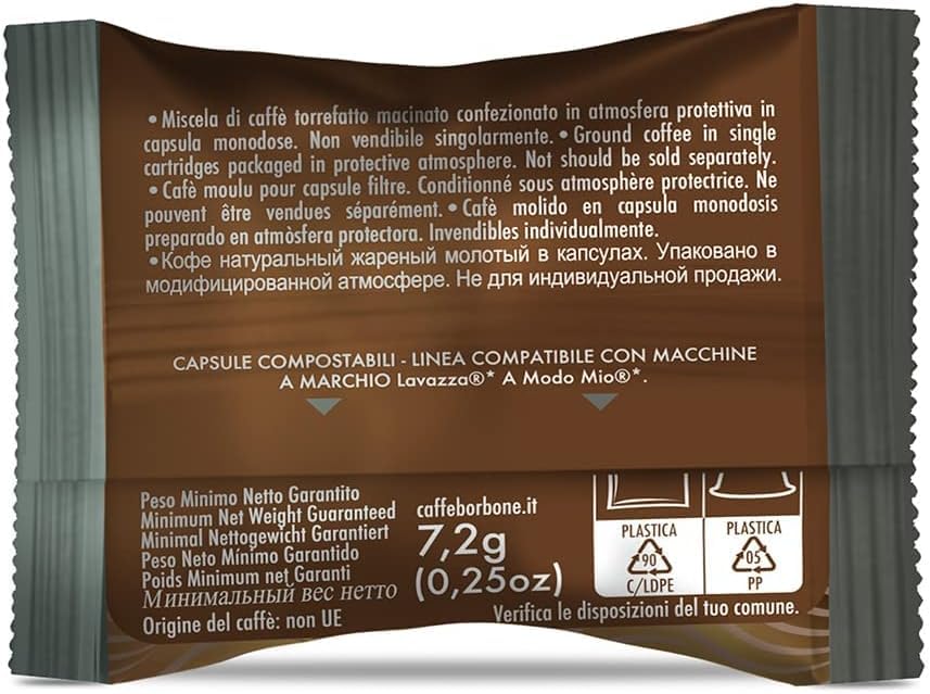 Caffè Borbone Don Carlo Black Coffee Blend - 50 Capsules for Lavazza A Modo Mio Machines