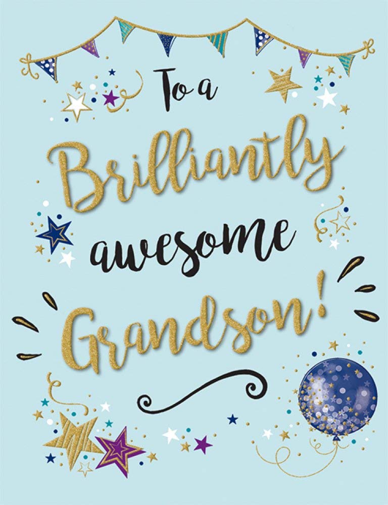 Piccadilly Greetings Gold Dust Birthday Card for Grandson | Green | 8 x 6 Inches 1