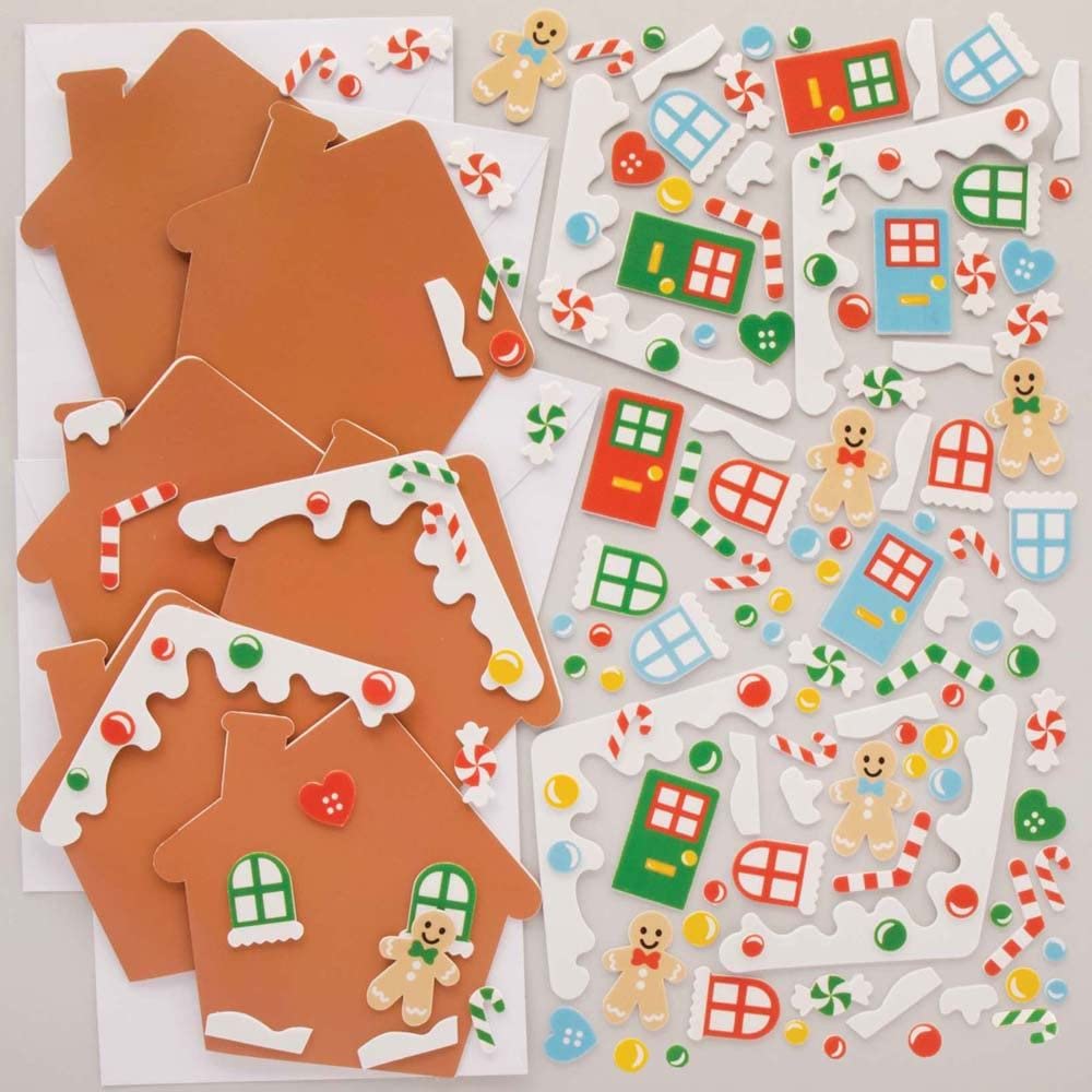 Baker Ross FE939 Gingerbread House Card Craft Kit - Pack of 6, No Glue Required 7