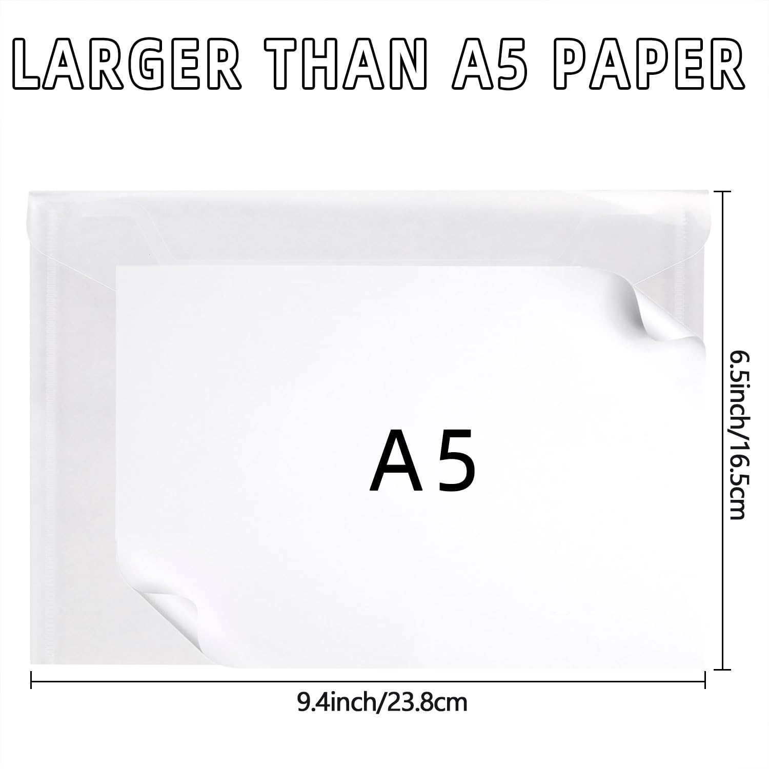 GoodtoU A5 Plastic Wallets with Popper Closure - Durable Polypropylene Document Folders | 40 Pack