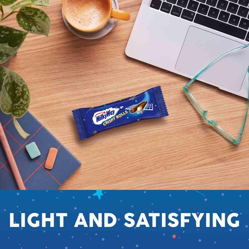 Milky Way Crispy Rolls, Milk Chocolate Biscuit Snack Bar, 24 x 22.5 g