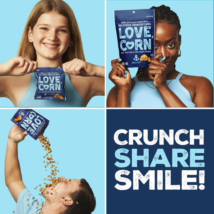 LOVE CORN Sea Salt Crunchy Corn Snack 45g x 10 Bags – Vegan Gluten Free Healthy Snack