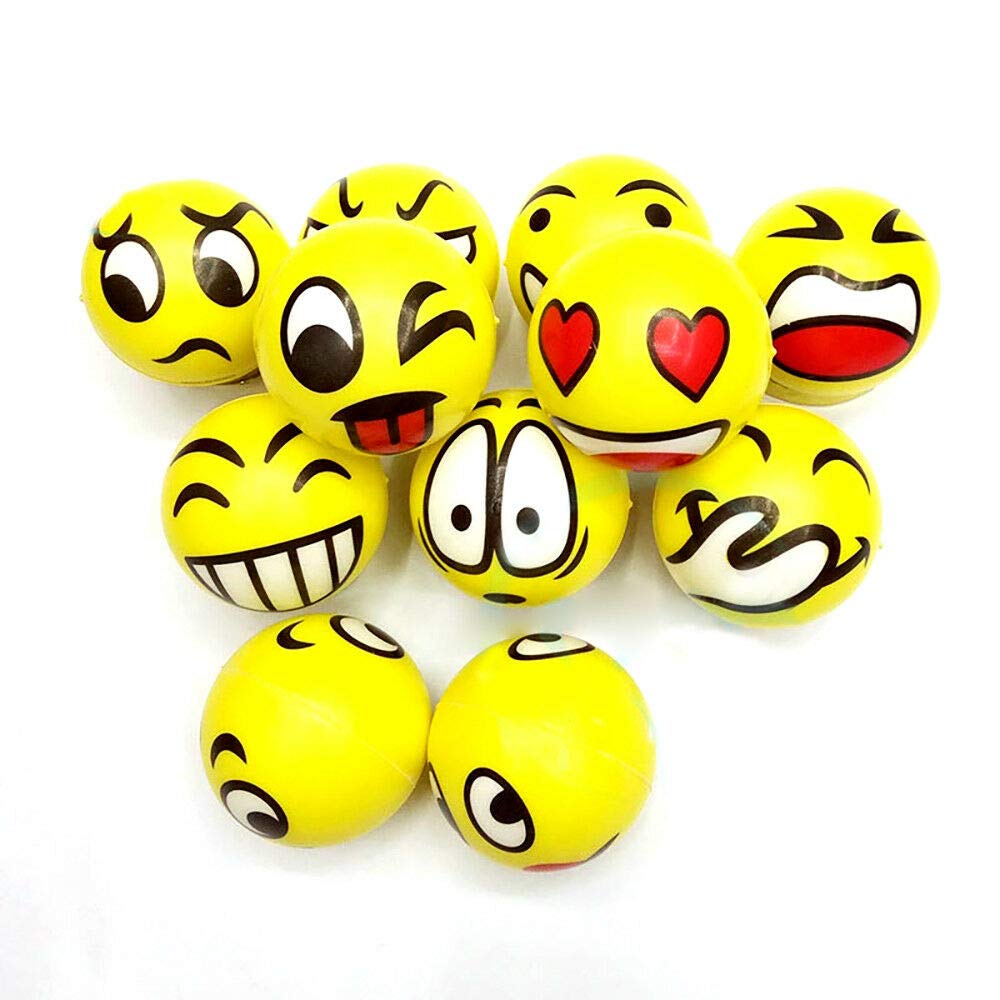SHATCHI 24 Pack Happy Yellow Emoji Stress Balls - 6cm PU Foam | Unisex Kids/Adults 4