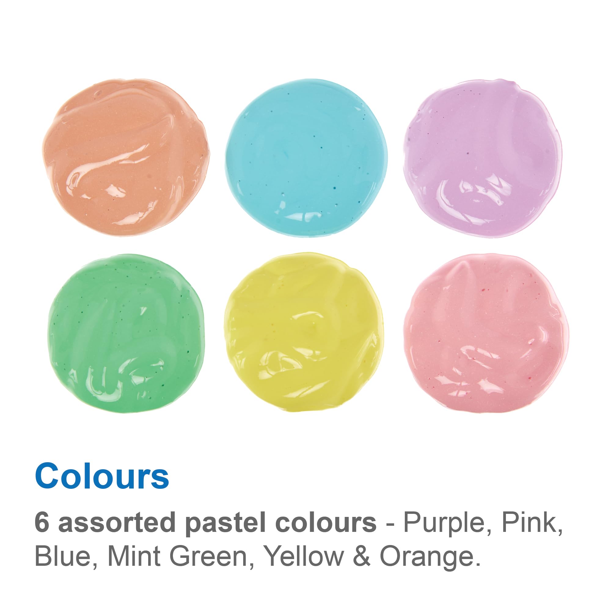 Baker Ross FN240 Pastel Ready Mixed Poster Paint Pack - 6 x 150ml Bottles 4