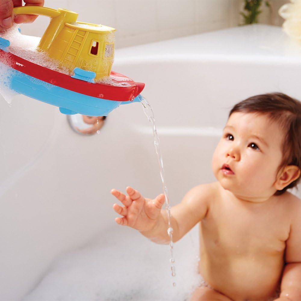 Green Toys Tugboat - Recycled Plastic Bath & Water Toy for Kids 6+ Months 3