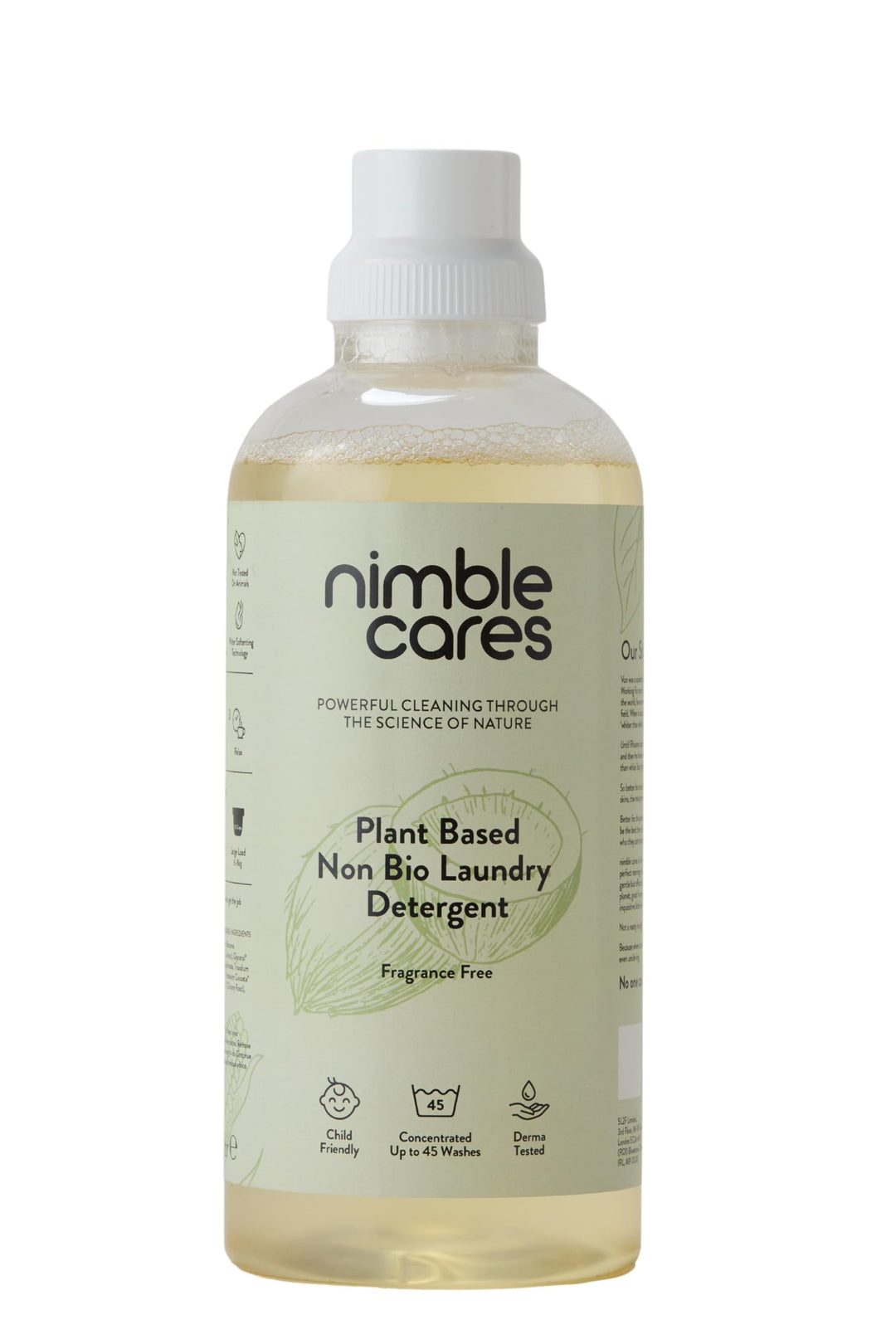 Nimble Cares Plant Based Non Bio Laundry Detergent Fragrance Free 1000ml
