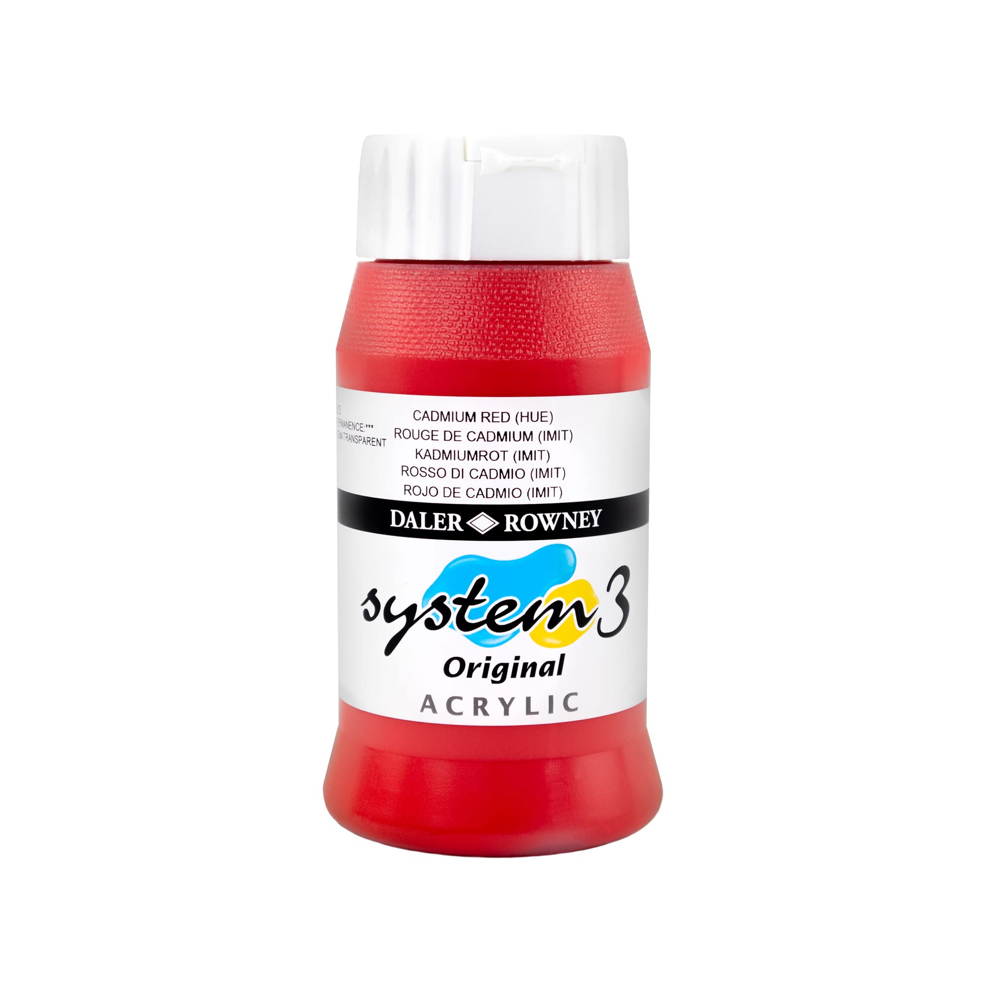 Daler-Rowney System3 Acrylic Paint, Plastic Pot, 16.91oz - 500 ml, Cadmium 1