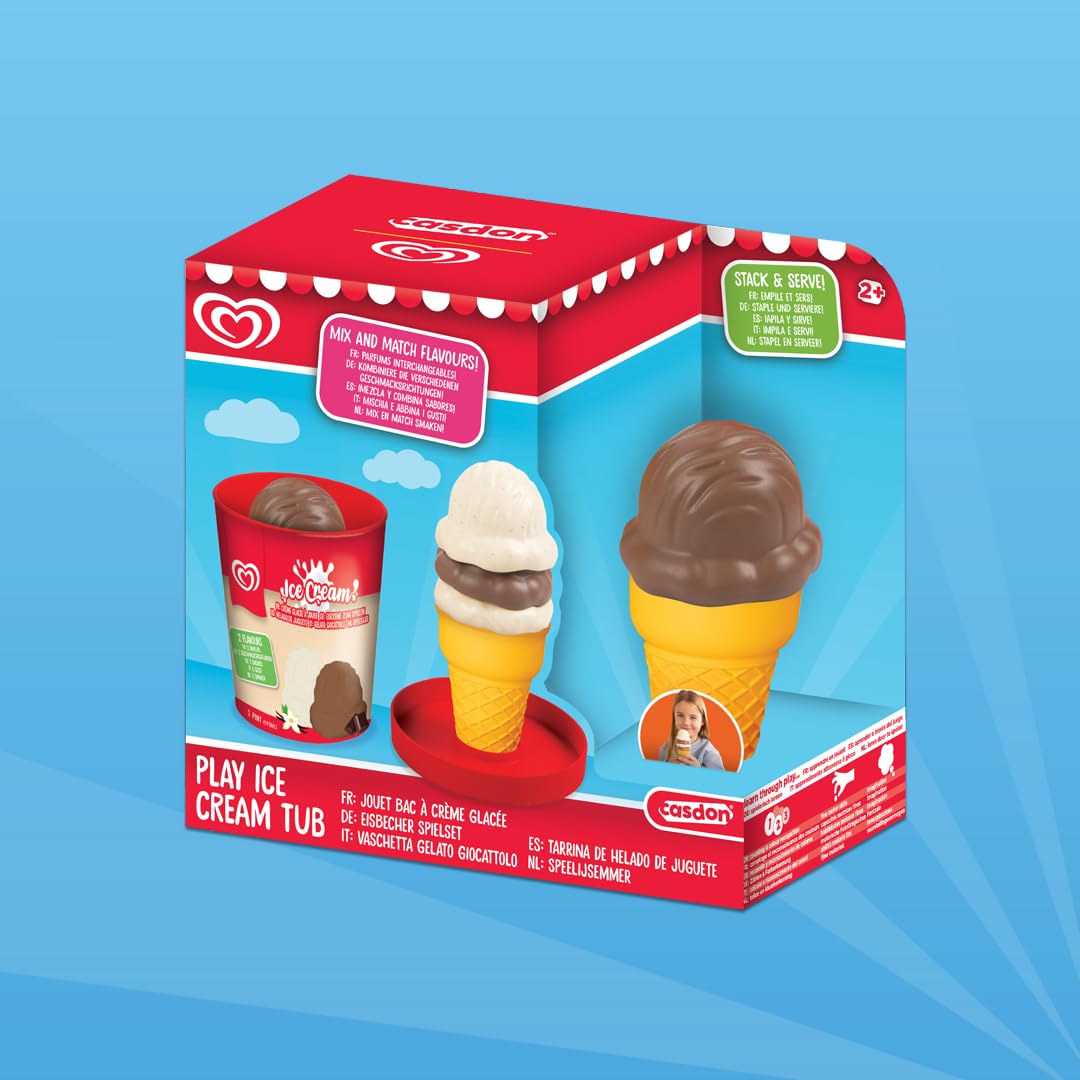 Casdon Walls Ice Cream Tub Toy - Vanilla & Chocolate | Pretend Play Set | Ages 2+ 6