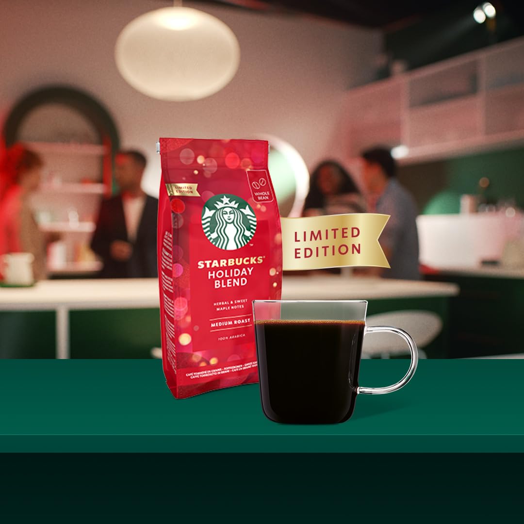 STARBUCKS Holiday Blend Medium Roast Whole Bean Coffee 190g (Pack of 6) 3