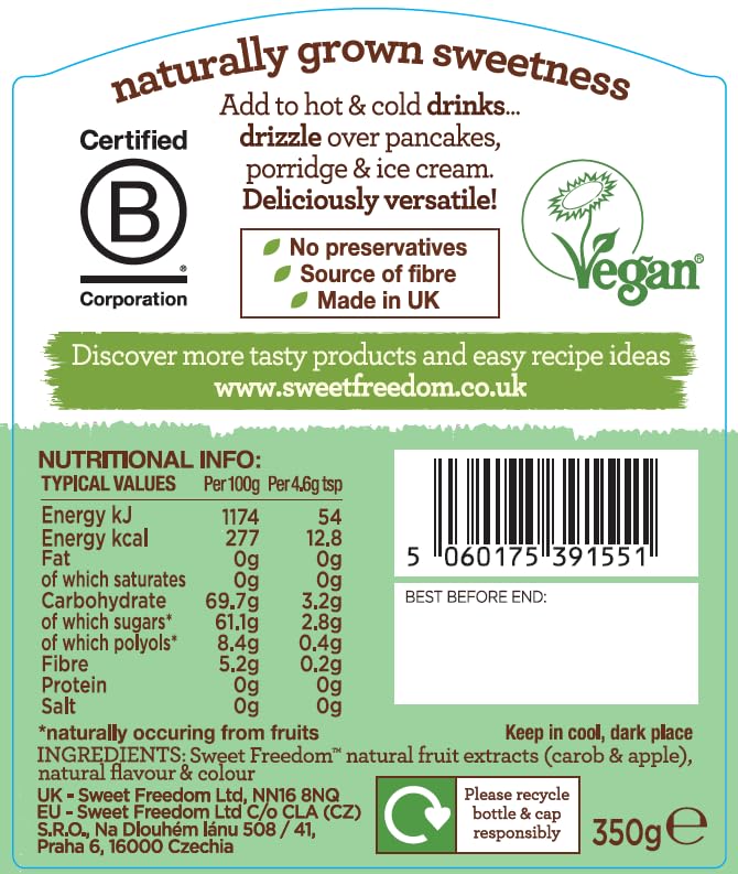 Sweet Freedom Pistachio Syrup - 350g Natural Sweetener for Drinks & Baking 4