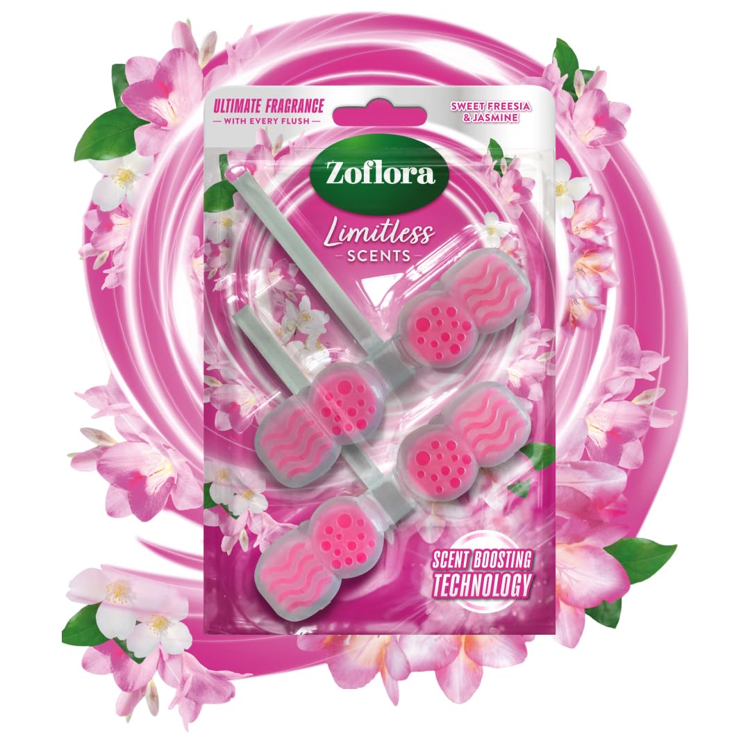 Zoflora - Freesia & Jasmine Fragrance Burst Toilet Rim Blocks, 2 x 131g