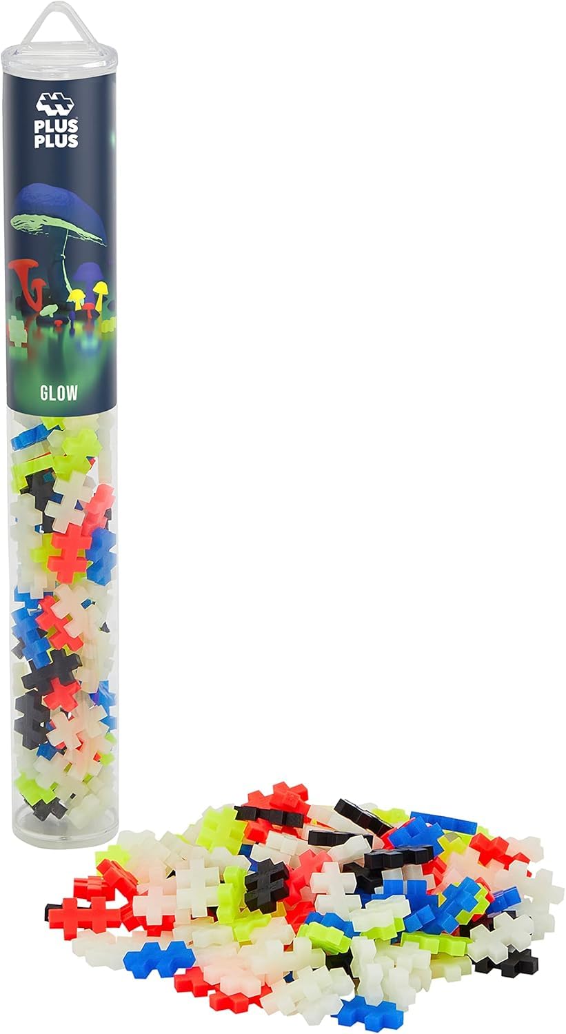 PLUS PLUS Building Blocks Toy - 100 Pieces, Glow in the Dark | Ages 5+ | STEM Learning