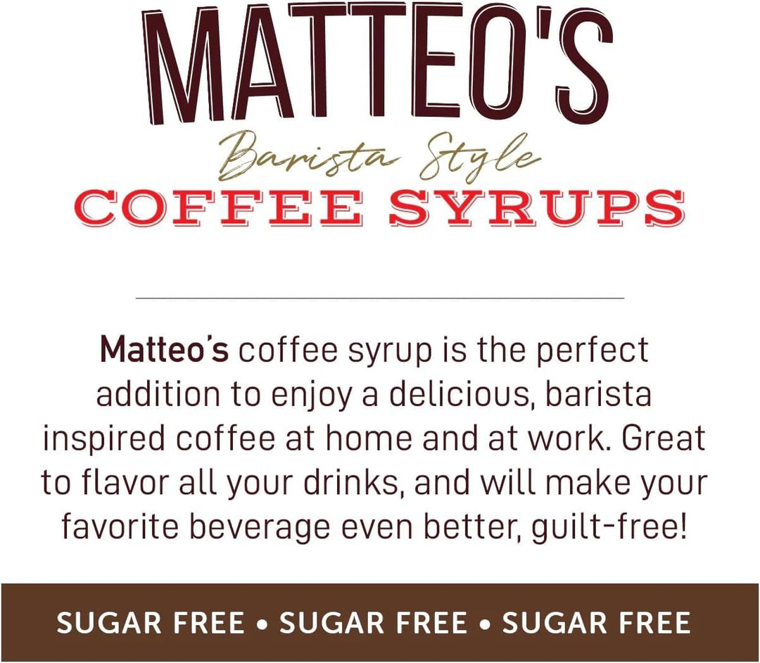 Matteo's Sugar Free Coffee Flavoring Syrup, Hazelnut, 0 Calorie, Keto Friendly, 25.4 Oz