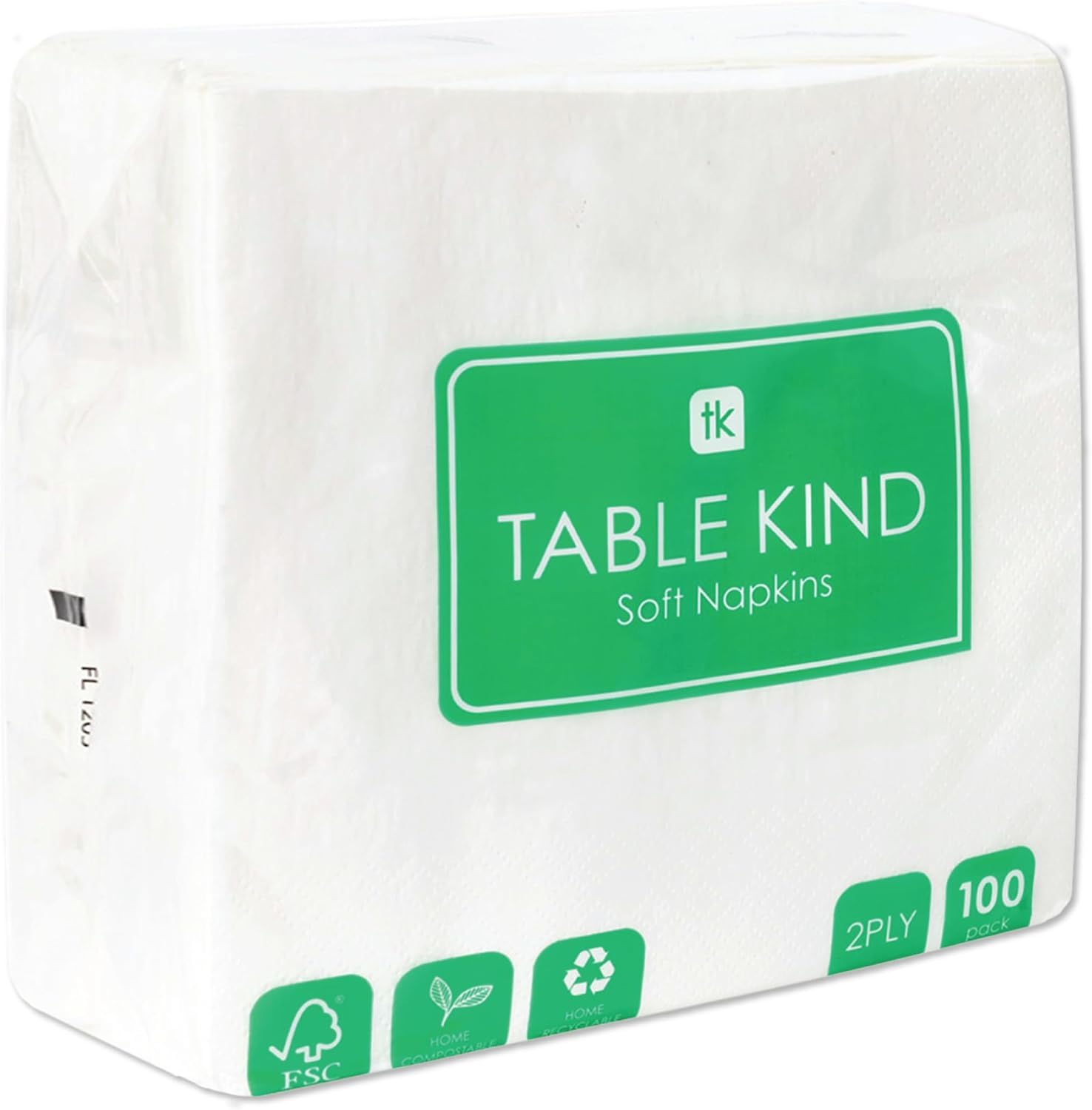 Talking Tables Table Kind Soft White Napkins - 100 Pack Bulk | 2-Ply 33cm | Home Compostable & Recyclable 1